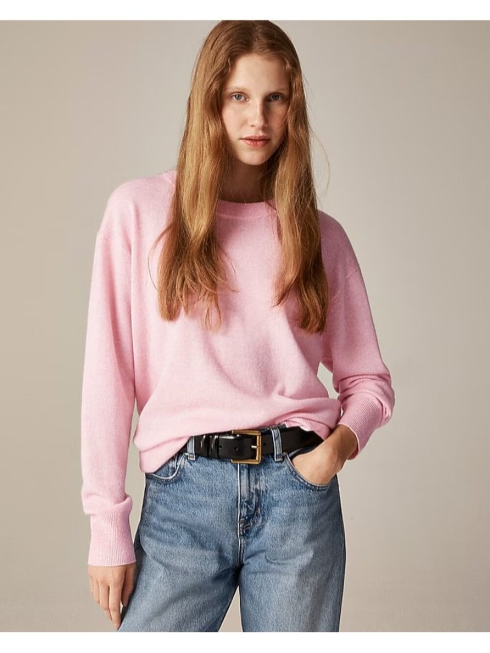 NWT J.Crew Cashmere Relaxed Crewneck Sweater in Heather Blush Pink XL